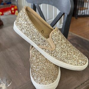 Gold glitter slip on sneakers for women-size 11-BRAND NEW, never worn